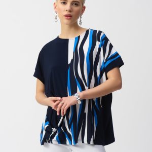 Joseph Ribkoff - Silky Knit Geometric Print Boxy Top